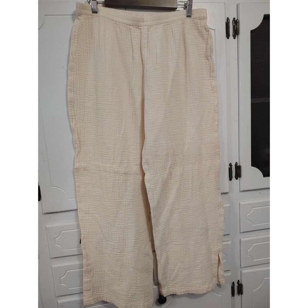Soft Surroundings Womens Ivory High Rise Beach Cropped Pants Petites Size XL
